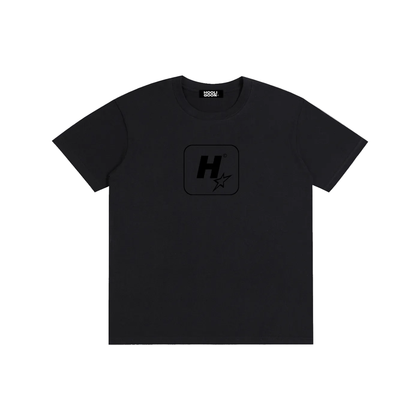 Black t-shirt on a white background