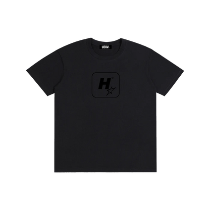 Black t-shirt on a white background